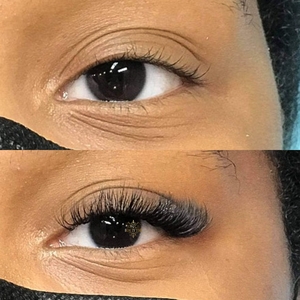Before and after lash extensions